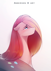 Size: 860x1190 | Tagged: safe, artist:antiander, character:pinkamena diane pie, character:pinkie pie, crying, looking up, portrait, solo
