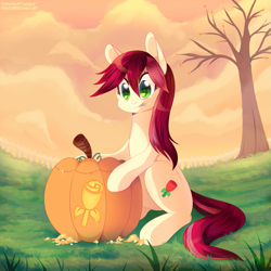 Size: 871x871 | Tagged: safe, artist:pekou, character:roseluck, cutie mark, halloween, holiday, jack-o-lantern, pumpkin, rose, solo