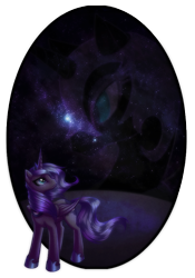 Size: 563x806 | Tagged: safe, artist:rizcifra, character:nightmare moon, character:princess luna, species:alicorn, species:pony, g4, female, looking back, mare, night, s1 luna, stars