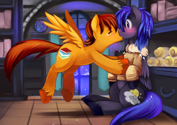 Size: 1024x724 | Tagged: safe, artist:ende26, oc, oc only, species:pegasus, species:pony, cute, gay, kissing, male, shipping