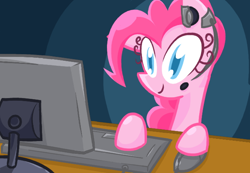 Size: 650x450 | Tagged: safe, artist:frostedwarlock, character:pinkie pie, computer, headset, tumblr
