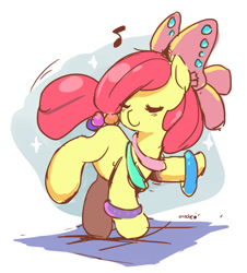 Size: 850x940 | Tagged: safe, artist:ende26, character:apple bloom, 30 minute art challenge, accessories, dancing, solo