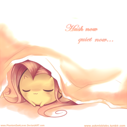 Size: 650x650 | Tagged: safe, artist:pekou, character:fluttershy, ask my little chubbies, chubbie, bed, cute, hush now quiet now, shyabetes, sleeping, solo
