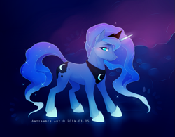 Size: 1181x919 | Tagged: safe, artist:antiander, character:princess luna, species:pony, species:unicorn, solo, wingless