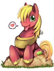 Size: 580x765 | Tagged: safe, artist:ende26, character:big mcintosh, species:earth pony, species:pony, g4, behaving like a dog, big macindog, cute, discorded, happy, heart, looking at you, macabetes, male, panting, pictogram, simple background, smiling, solo, stallion, tongue out, transparent background