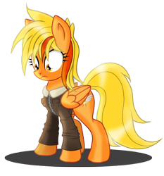 Size: 1536x1646 | Tagged: safe, artist:ruhisu, oc, oc only, oc:brave wing, species:pegasus, species:pony, bravewing, clothing, female, jacket, mare, pilot, rule 63, shocked, solo