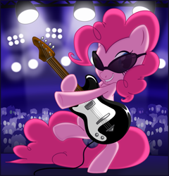 Size: 797x830 | Tagged: safe, artist:ctb-36, character:pinkie pie, species:pony, bipedal, guitar, musical instrument, sunglasses