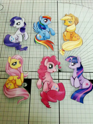 Size: 842x1123 | Tagged: safe, artist:ende26, character:applejack, character:fluttershy, character:pinkie pie, character:rainbow dash, character:rarity, character:twilight sparkle, craft, irl, mane six, paper child, papercraft, photo