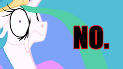 Size: 1920x1080 | Tagged: safe, artist:grievousfan, character:princess celestia, species:alicorn, species:pony, angry, bust, female, frown, looking at you, mare, no, portrait, reaction image, shrunken pupils, solo, wallpaper