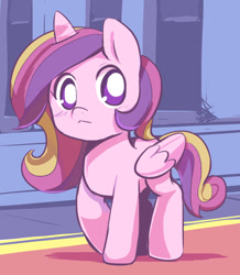 Size: 600x689 | Tagged: safe, artist:ende26, character:princess cadance, species:alicorn, species:pony, :<, cute, cutedance, filly, looking at you, raised hoof, solo, walking, younger