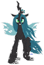 Size: 3543x5197 | Tagged: safe, artist:blue-paint-sea, character:queen chrysalis, species:changeling, changeling queen, female