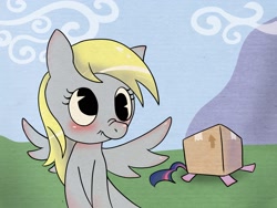 Size: 1600x1200 | Tagged: safe, artist:gatodelfuturo, character:derpy hooves, character:twilight sparkle, species:pegasus, species:pony, box, female, mare, scrunchy face