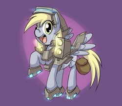 Size: 840x725 | Tagged: safe, artist:uc77, character:derpy hooves, species:pegasus, species:pony, armor, bag, female, mare, solo