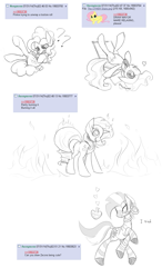 Size: 853x1464 | Tagged: safe, artist:mlpanon, character:mayor mare, character:pinkie pie, character:rarity, character:zecora, species:zebra, /mlp/, 4chan, adorable distress, arson, candy, chair, cute, heart, looking at you, looking back, lying down, potion, pyromaniac, request, requests, simple background, sketch, sketch dump, white background, wingding eyes