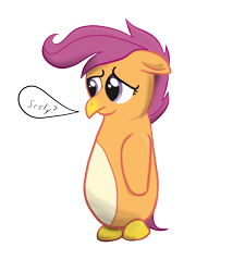 Size: 1800x2000 | Tagged: safe, artist:zapplebow, character:scootaloo, species:pegasus, species:penguin, species:pony, scootaloo can't fly, solo, species swap