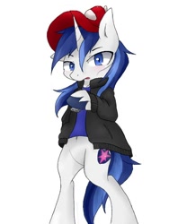 Size: 480x640 | Tagged: safe, artist:azurepicker, character:shining armor, species:pony, species:unicorn, clothing, hat, jacket, simple background, solo, white background