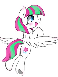 Size: 480x640 | Tagged: safe, artist:azurepicker, character:blossomforth, species:pegasus, species:pony, adoraforth, cute, simple background, solo, spread wings, white background, wings