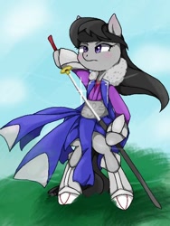 Size: 480x640 | Tagged: safe, artist:azurepicker, character:octavia melody, solo, sword, weapon