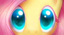 Size: 900x493 | Tagged: safe, artist:nekiw, part of a set, character:fluttershy, species:pegasus, species:pony, close-up, colored eyelashes, colored pupils, cute, cutie mark, eyelashes, eyes, looking at you, shyabetes, solo, wingding eyes