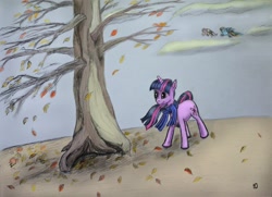 Size: 3092x2233 | Tagged: safe, artist:roadsleadme, character:fluttershy, character:rainbow dash, character:twilight sparkle, autumn, clothing, high res, scarf