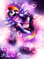 Size: 1511x2000 | Tagged: safe, artist:shikimaakemi, character:rainbow dash, character:twilight sparkle, character:twilight sparkle (alicorn), species:alicorn, species:pony, ship:twidash, blushing, cloud, cloudy, cuddling, dark, eyes closed, feather, female, floppy ears, heart, holding, hug, kissing, lesbian, mare, my little squishy, on back, prone, shipping, smiling, snuggling, spread wings, wings