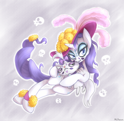 Size: 1200x1176 | Tagged: safe, artist:mlpanon, character:opalescence, character:rarity, species:pony, species:unicorn, dia de los muertos, female, makeup, mare, solo