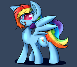 Size: 1280x1109 | Tagged: safe, artist:madacon, character:rainbow dash, chest fluff, happy, simple background, solo