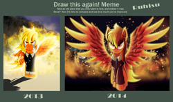 Size: 2200x1304 | Tagged: safe, artist:ruhisu, oc, oc only, oc:brave wing, species:pegasus, species:pony, angry, draw this again, fire, front view, male, meme, plane, solo, stallion, wreck