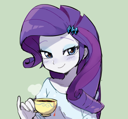 Size: 600x561 | Tagged: safe, artist:baekgup, character:rarity, my little pony:equestria girls, blushing, clothing, cup, female, heart eyes, looking at you, mug, raritea, smiling, solo, tea, wingding eyes