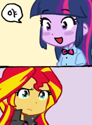 Size: 255x346 | Tagged: safe, artist:baekgup, character:sunset shimmer, character:twilight sparkle, character:twilight sparkle (alicorn), species:alicorn, equestria girls:rainbow rocks, g4, my little pony:equestria girls, comic, cute, dialogue, duo, korean, speech bubble, translated in the comments