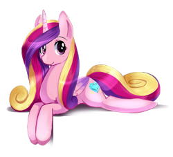 Size: 787x715 | Tagged: safe, artist:ende26, character:princess cadance, prone, simple background, solo, transparent background