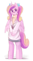 Size: 600x1110 | Tagged: safe, artist:ende26, character:princess cadance, species:anthro, species:unguligrade anthro, ambiguous facial structure, ask high school cadance, bipedal, female, glasses, solo