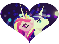 Size: 600x450 | Tagged: no source, safe, artist:rizcifra, character:princess cadance, character:shining armor, species:alicorn, species:pony, species:unicorn, ship:shiningcadance, bust, female, heart, male, mare, shipping, stallion, straight