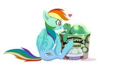 Size: 1250x750 | Tagged: safe, artist:rizcifra, character:rainbow dash, character:tank, species:pegasus, species:pony, boop, duo, female, heart, ice cream, mare, noseboop, pet, simple background, sitting, transparent background