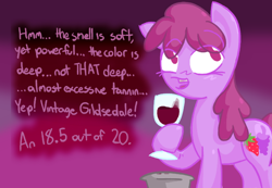 Size: 650x450 | Tagged: safe, artist:frostedwarlock, character:berry punch, character:berryshine, ask, glass, rainbow dash replies, solo, tumblr, wine, wine tasting