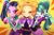 Size: 1200x800 | Tagged: safe, artist:quizia, character:adagio dazzle, character:aria blaze, character:sonata dusk, equestria girls:rainbow rocks, g4, my little pony:equestria girls, adoragio, ariabetes, cute, female, open mouth, peace sign, quizia is trying to murder us, sonatabetes, the dazzlings, trio, wink