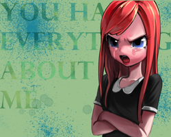 Size: 1000x800 | Tagged: safe, artist:quizia, character:pinkamena diane pie, character:pinkie pie, my little pony:equestria girls, angry, crying, female, i hate everything about you, sad, solo, song reference, three days grace