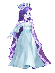 Size: 450x600 | Tagged: dead source, safe, artist:pan, character:rarity, my little pony:equestria girls, beautiful, cloak, clothing, costume, crown, dress, female, jewelry, princess platinum, regalia, solo
