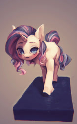 Size: 1200x1920 | Tagged: safe, artist:frali, character:rarity, alternate color palette, alternate hairstyle, beautiful, bedroom eyes, ear fluff, hooves, looking at you, mat, perspective, plank, realistic, reflection, rubber, solo, unshorn fetlocks, walking