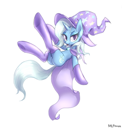 Size: 1006x1054 | Tagged: safe, artist:mlpanon, character:trixie, species:pony, species:unicorn, cape, clothing, female, latex, latex socks, mare, plot, simple background, socks, solo, tongue out, white background