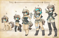 Size: 1600x1035 | Tagged: safe, artist:shepherd0821, oc, oc only, species:anthro, species:unguligrade anthro, anthro chart, bandeau, belly button, clothing, dress, midriff, ponified