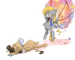 Size: 1000x800 | Tagged: safe, artist:quizia, character:derpy hooves, character:matilda, species:pegasus, species:pony, episode:slice of life, g4, my little pony: friendship is magic, female, flower, foaming at the mouth, mare, passed out, wingding eyes