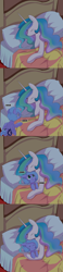Size: 850x3636 | Tagged: safe, artist:ende26, character:princess celestia, character:princess luna, species:alicorn, species:pony, bed, big sislestia, cuddling, cute, dawwww, ende will be the end of us, eyes closed, female, filly, heartwarming, hnnng, lunabetes, pillow, royal sisters, sisters, sleeping, smiling, sneaking, snuggling, sweet dreams fuel, weapons-grade cute, woona, woona knight