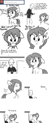 Size: 1452x3630 | Tagged: safe, artist:tjpones, oc, oc only, oc:brownie bun, oc:richard, species:earth pony, species:human, species:pony, horse wife, ask, clothing, cute, dawwww, dialogue, eyes closed, feels, female, heartwarming, hnnng, human male, jewelry, kissing, looking at each other, love, male, mare, monochrome, necklace, open mouth, smiling, straight, tjpones is trying to murder us, tumblr