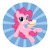 Size: 1757x1750 | Tagged: dead source, safe, artist:gatodelfuturo, artist:to-nio, character:pinkie pie, abstract background, cake, cherry, cute, diapinkes, eating, food, frosting, looking at you, messy eating, sitting, solo, sunburst background