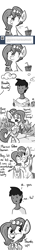 Size: 656x4621 | Tagged: safe, artist:tjpones, oc, oc only, oc:brownie bun, species:human, horse wife, ask, clothing, fork, funny as hell, glasses, grayscale, horses doing human things, monochrome, pencil, spoon, thumbs up, tumblr