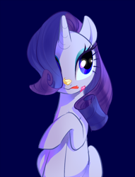 Size: 450x588 | Tagged: safe, artist:pan, character:rarity, episode:mmmystery on the friendship express, g4, my little pony: friendship is magic, cake, food, hair over one eye, simple background, solo