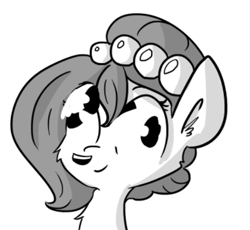 Size: 455x419 | Tagged: safe, artist:tjpones, oc, oc only, oc:brownie bun, horse wife, adoracreepy, bust, cheek fluff, creepy, cute, deformed, ear fluff, grayscale, monochrome, nightmare fuel, simple background, solo, tumblr, two mouths, wat, what has science done, white background, why