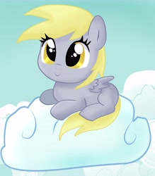 Size: 6188x7052 | Tagged: safe, artist:pridark, character:derpy hooves, species:pegasus, species:pony, absurd resolution, cloud, cloudy, cute, female, filly, lying down, smiling, younger
