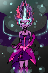 Size: 540x810 | Tagged: safe, artist:aizy-boy, character:midnight sparkle, character:twilight sparkle, character:twilight sparkle (scitwi), species:eqg human, equestria girls:friendship games, g4, my little pony:equestria girls, choker, female, midnight sparkle, smirk, solo, wide eyes